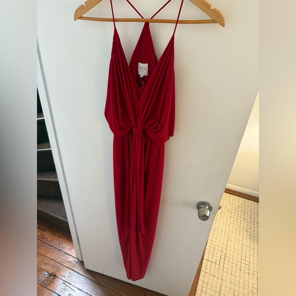 NWT Misa Red Domino Spaghetti Strap Dress Size S
